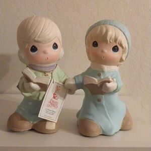 Vtg Precious Moments Caroler Boy And Caroler Girl 12" With Tag Signed Sam B 2000